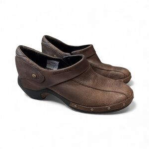 Boho Merrell‎ Women's Brown Leather Mules Sz 7.5 Leather
